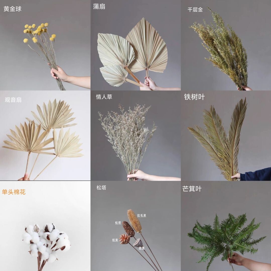 干花永生花花束材料礼物情人节DIY手工装饰持久室内小米花团扇