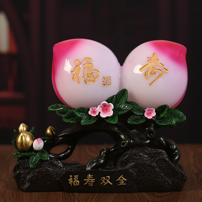 福寿双全寿桃摆件送爷爷奶奶老人长辈祝福贺寿生日礼物客厅装饰品