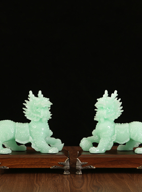 招财纳福麒麟摆件一对家居装饰品客厅镇宅风水吉祥物摆设开业礼品