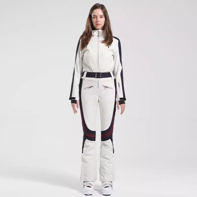 Gsou Snow 连体滑雪服女修身瘦腿户外单双板防水连帽韩版滑雪服套