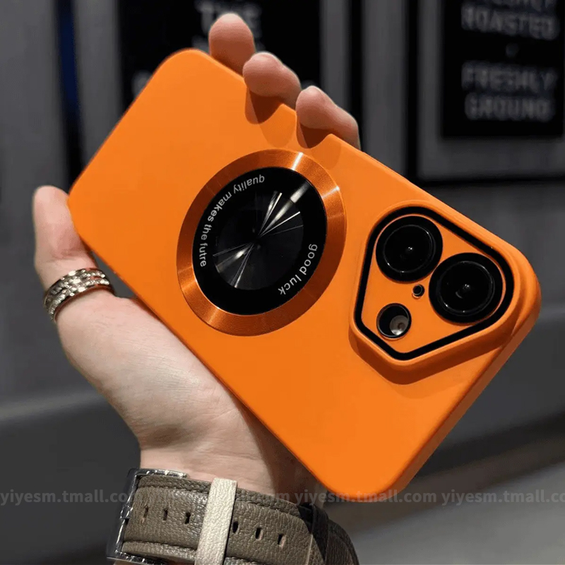 超薄磨砂露标磁吸护镜苹果手机壳