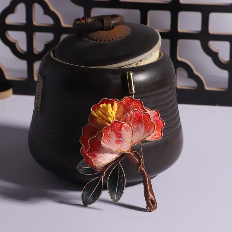 手工制作蠶絲絨花胸針新中式古典別針簡(jiǎn)約小眾設(shè)計(jì)胸花配飾品