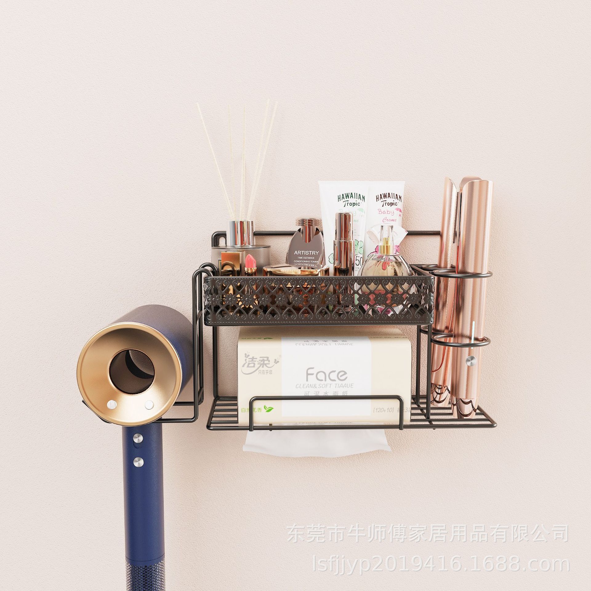 戴森电吹风壁挂收纳架吹风筒架吹风机架子放置架免打孔置物架支架