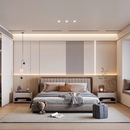 碳晶板木饰面床头卧室背景护墙板