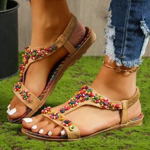 female Bohemian flat sandals beach shoes big yards 43女凉鞋