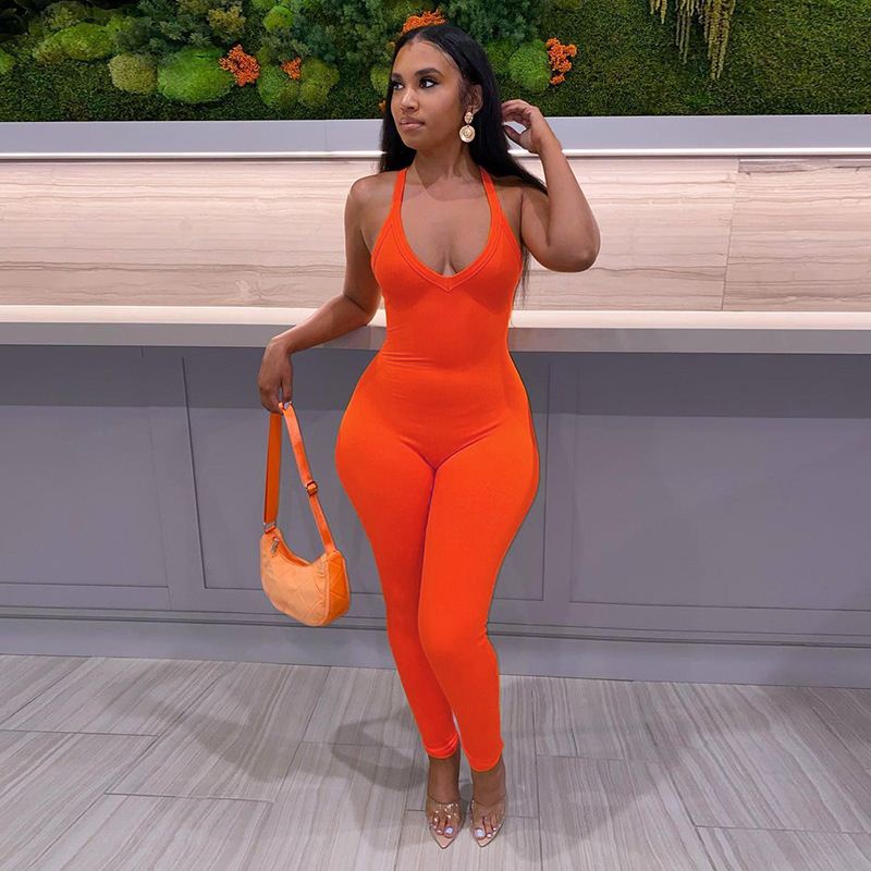 欧美高腰提臀吊带连体裤女High-waisted hip suspenders jumpsuit