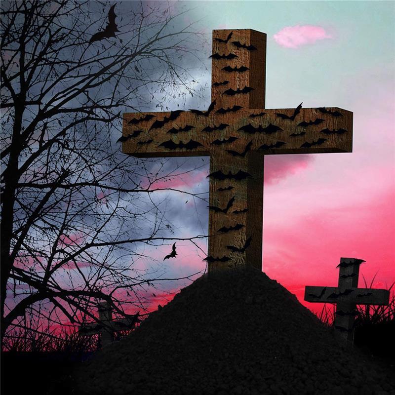 24/48pcs Halloween Decoration 3D Black PVC Bat Halloween