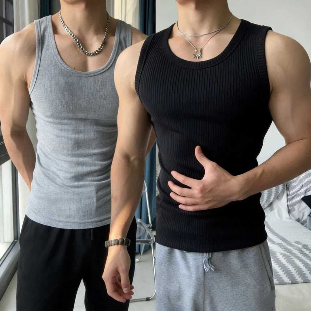 美式重磅螺纹男款夏季无袖背心