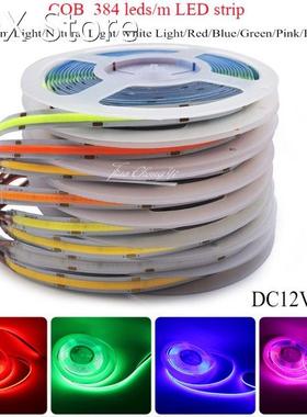 5m DC12V 24V COB FOB 384Leds/m Led Flexible Strip Red Green