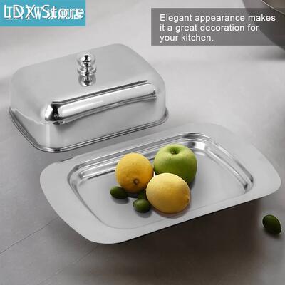 Stainless Steel Butter Cheese Dish Tray Box Food Storage Des