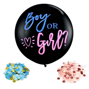 36 Inch Black Gender Reveal Latex Balloon Boy or Girl