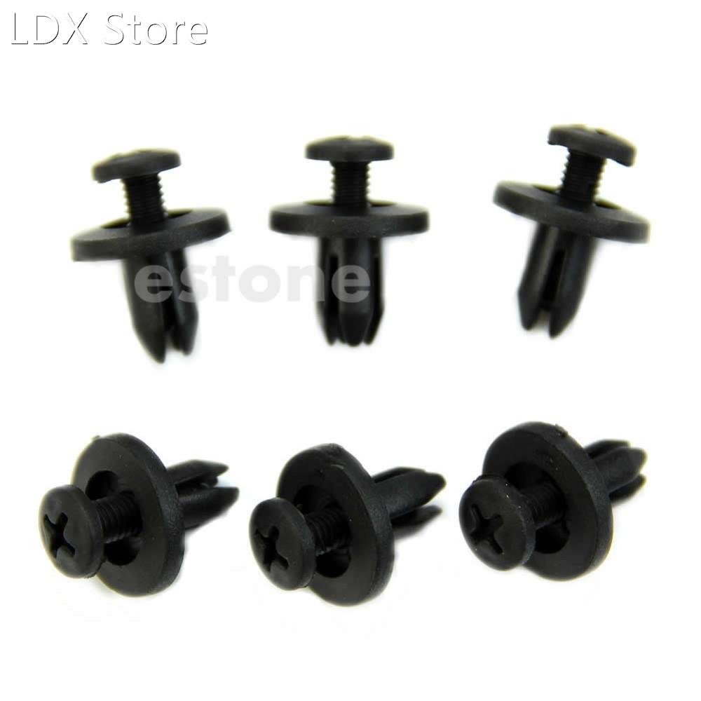 10 Pcs Car Bumper Fender 6mm Hole Black Plastic Rivets Faste