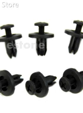 10 Pcs Car Bumper Fender 6mm Hole Black Plastic Rivets Faste