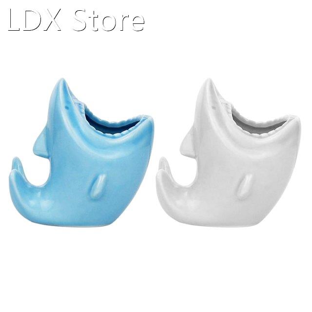 Cute Pen Pencil Holder for Desk Organizer Shark Shaped Ceram