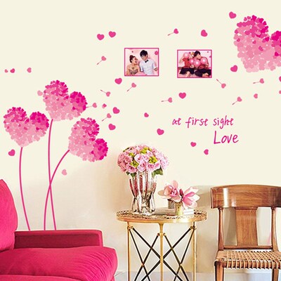 5 Colors Love Grass Leaf Wall Stickers Pink Green Blue Purpl
