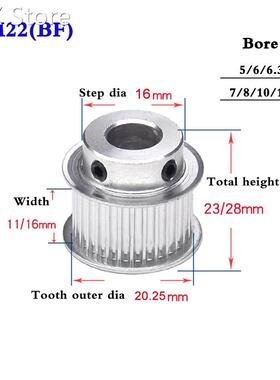 1Pcs 3M22T Synchronous Wheel Aluminum Alloy Timing Belt Pull