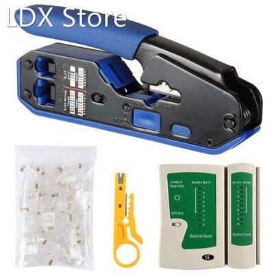 Network Cable Tester RJ45 Crimp Tool Kit CAT5 CAT5E CAT6 Cri