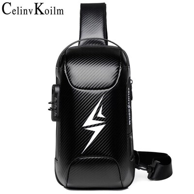 Celinv Koilm Brand Men Bag Woven Leather Sling Chest Crossb