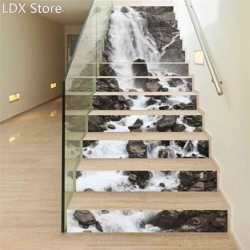 13Pcs/set 3D Waterfall Stair Risers Decorative Stickers Libr