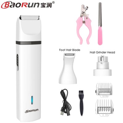 Baorun 3 IN 1 Pet Grooming Machine Dog Cat Hair Trimmer USB