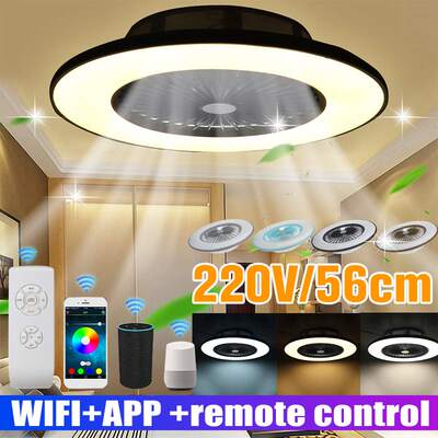 56cm WiFi Modern LED Ceiling Fan With Light APP Remote Contr
