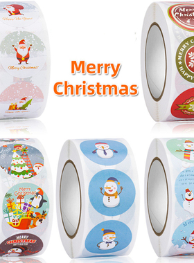 1 Roll Merry Christmas Stickers 500pcs Animals Snowman Trees