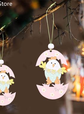 Easter Bunny Wooden Pendant Rabbit Tags Painted Wood Cutouts