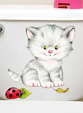 6 styles Lovely Cat Broken Hole Wall Stickers For Toilet Bat