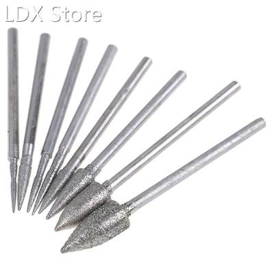 8Pcs Diamond Grinding Head Polishing Needle Bits Burrs Metal