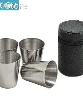 4Pcs/Set Stainless Steel Shot Glass Portable 1/2/2.5/6 OZ W