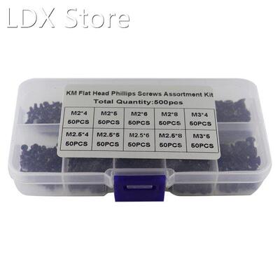 500Pcs/set M2 M2.5 M3 KM Screw Flat Head Phillips Screws Lap