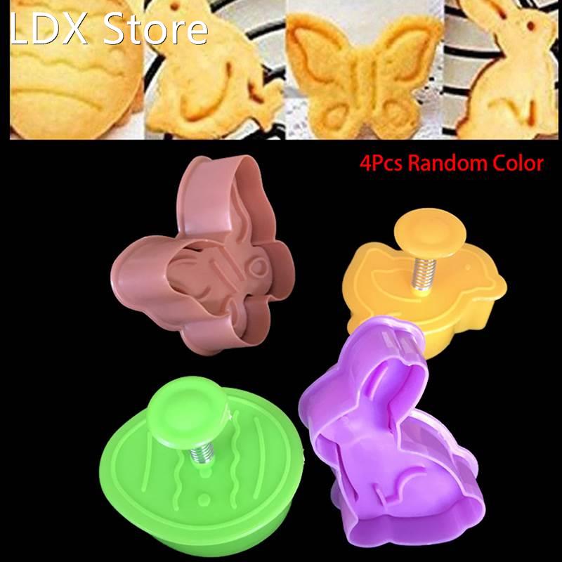 4Pcs/set Easter Cookie Cutter Biscuits Mold 3D Die Fondant C
