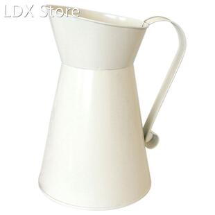 Vintage Tall Shabby Chic Cream Vase Enamel Pitcher Jug Weddi