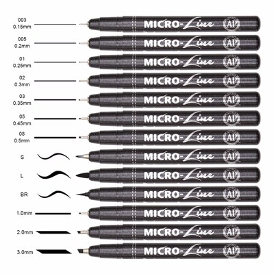 Premium 13pcs Micron Neelde Drawing Line Pen Hand Lettering