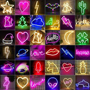 Neon Led Lights Sign Planet Flash Lightning Moon Neon Light