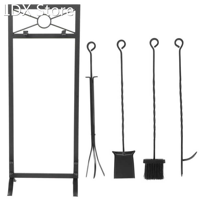 Fireplace Tools Set Firepit Tool Kit with Base Brush Shovel