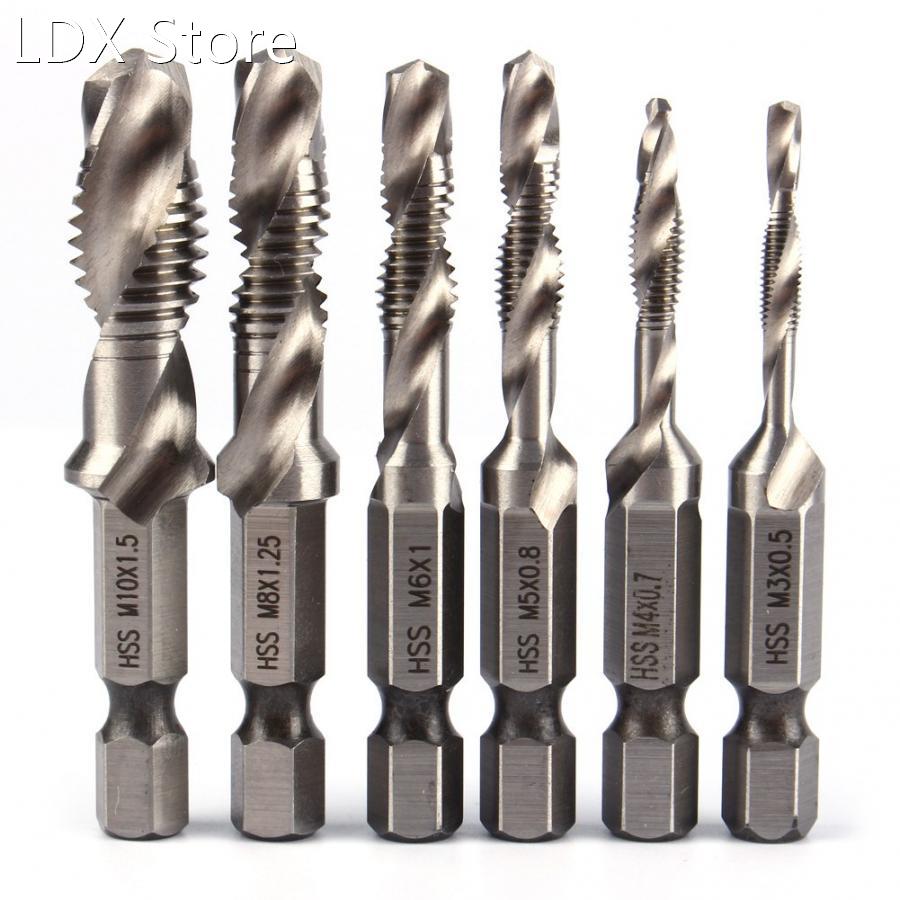 6pcs Tap Drills Hexagonal Handle Compound Tap Drills Bit HSS