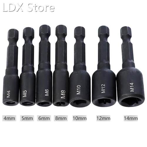 7Pcs M4-M14 Screw Tap Socket Adapter 1/4 Inch Hex Shank Mach
