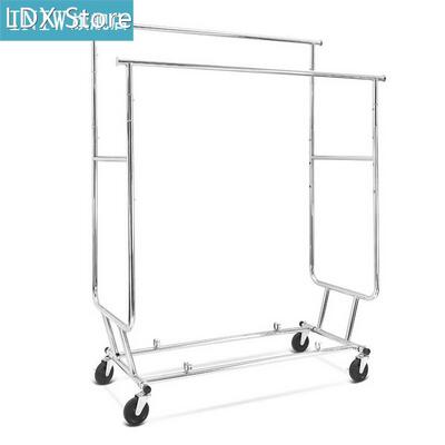 2019 New Heavy Duty Portable Steel Double-Bar Garment Rack H