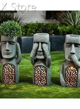 See Hear Speak No Evil Garden Easter Island Statues Creative