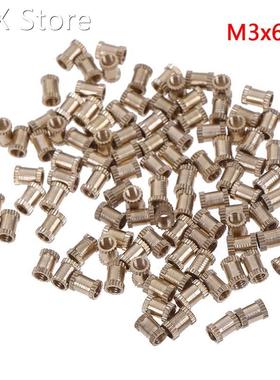 100pcs M3x6mm Threaded Round Brass Knurl Thread Insert Nuts