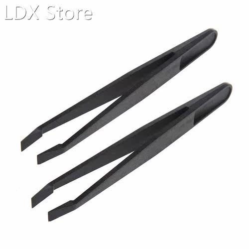 SODIAL(R) 2 Pcs Anti-Static Flat Tip Tweezers Electronic Rep