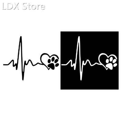 13CM*10.3CM Heartbeat Love Dog Footprints Funny Car Sticker