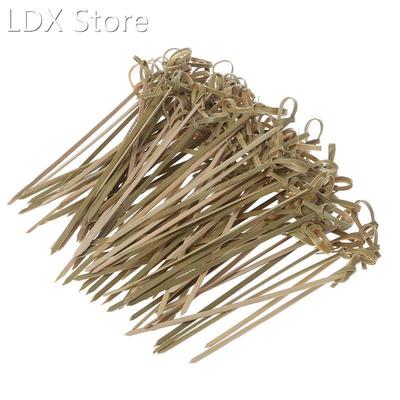 100Pcs Disposable Bamboo Tie Knotted Skewers Twisted Ends Co