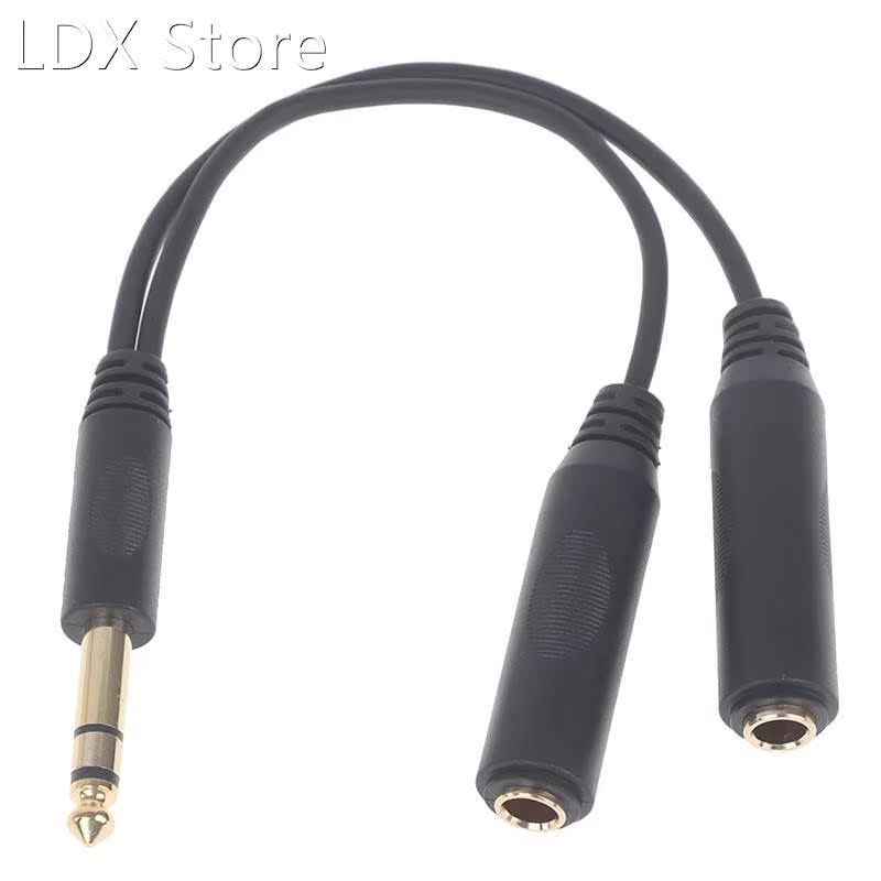 1PC 6.35 mm Male to 2 6.35 mm Female Adapter Cable 1/4 6.35m