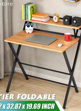 2-Tier Computer Desk Desktop Folding Table Secretary Bedroom