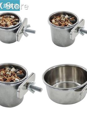 Pet Birds Hanging Cage Bowl Dish Cup Anti-turnover Stainless