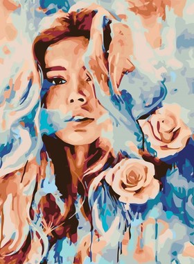 Paint By Number Canvas Painting Kits Wolf Girl Handpainted G