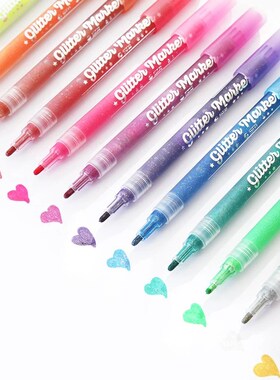 1152 12 Colors Glitter Marker Pens Set Waterproof Poster Gra