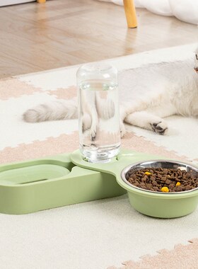 Automatic Pet Feeder Water Dispenser 2 in 1 Rotatable Cat Do